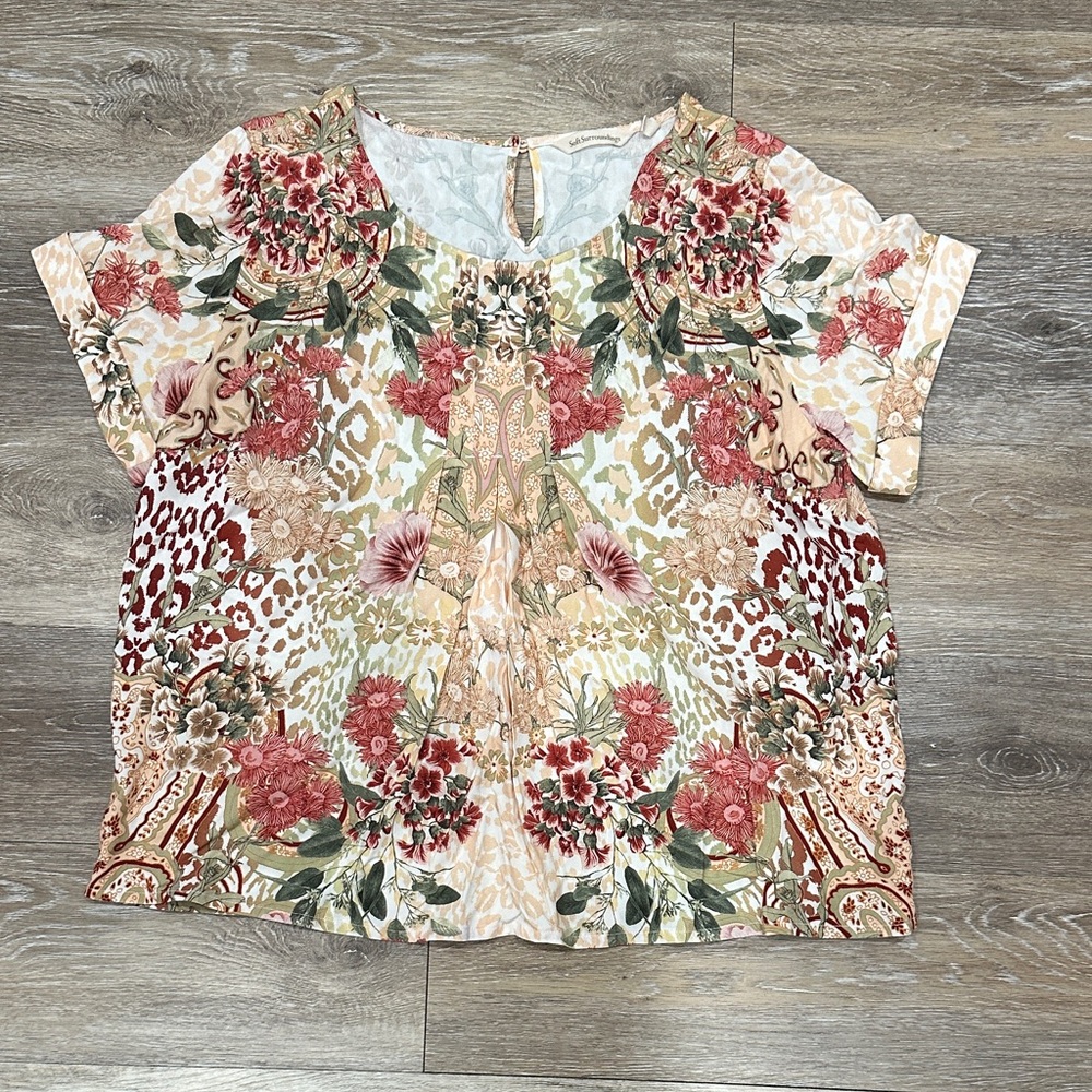 Soft Surroundings Floral Animal Print Blouse